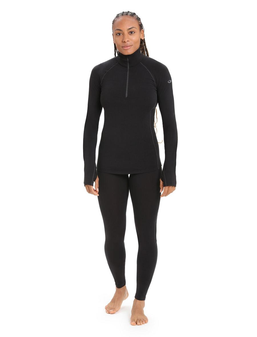 Base Layers Icebreaker BodyfitZone™ Merino 200 Zone Thermal Leggings Damskie Czarne | PL 1082MQZA